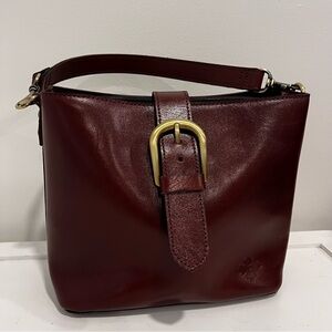 Patricia Nash Burgundy Satchel with Gold Buckle